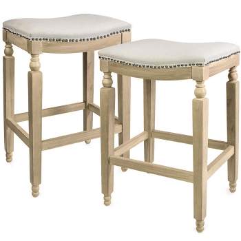 Barton 2-Pieces Saddle Bar Stool with Footrest Barstool Seat, Beige