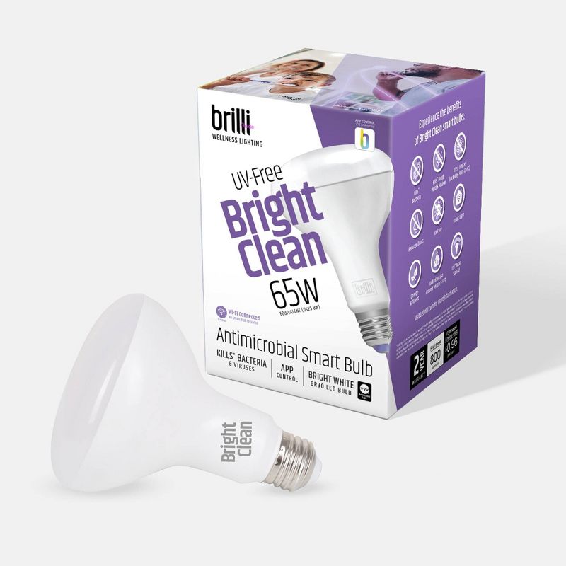 Brilli Wellness BR30 65W E26 Lighting Bright Clean Antimicrobial Smart LED Light Bulb, 1 of 15