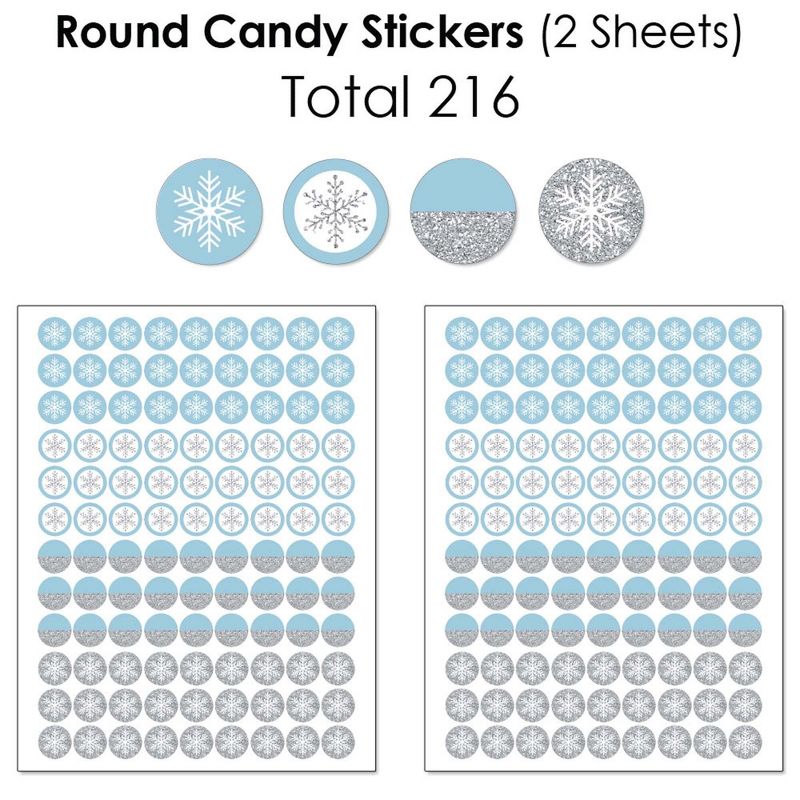 Big Dot of Happiness Winter Wonderland - Snowflake Holiday Party and Winter Wedding Candy Favor Sticker Kit - 304 Pieces, 5 of 9