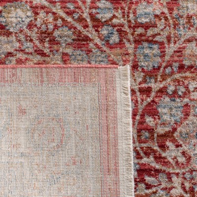 Kenitra Blue and Red Medallion Synthetic Area Rug 8' x 10'
