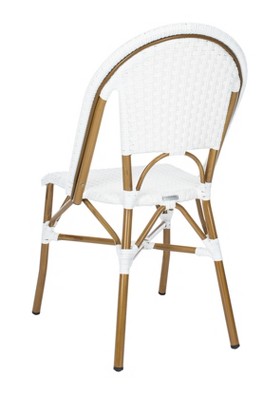 Salcha Coastal White & Light Brown PE Wicker Bistro Side Chair, Set of 2