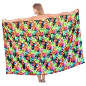 LA LEELA Women's Bikini Skirt Sarong Swimwear Cover up Bathing suit Summer Wraps Swimsuit Beach Wrap Coverups for Women One Size Multicolored, Leaf - 1 of 4