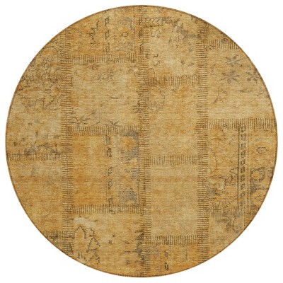 Peach Gray And Charcoal Patchwork Washable Indoor Outdoor Area Rug
