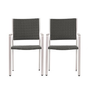 TiramisuBest Set of 2 Bar Stools, 30in Faux Leather Barstool Dining Chairs with PU Upholstery and Steel Frame (Brown) - 1 of 4