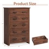 Costway 5 Drawer Chest Storage Dresser Tall Cabinet Organizer Bedroom Hallway Dark Grey/Walnut - 3 of 4