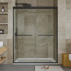 Frameless Shower Door, Sliding Glass Doors with 5/16" (8Mm) Clear Tempered Glass, Shower Door with Stainless Steel Handle for Walk In Shower - 1 of 4