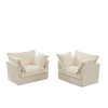 NicBex Couches for Living Room Single Deep Seat Sofa Couch Set of 2 Corduroy Slip-covered Armchair with Footstool and Big Toss Pillows, Cream - 3 of 4