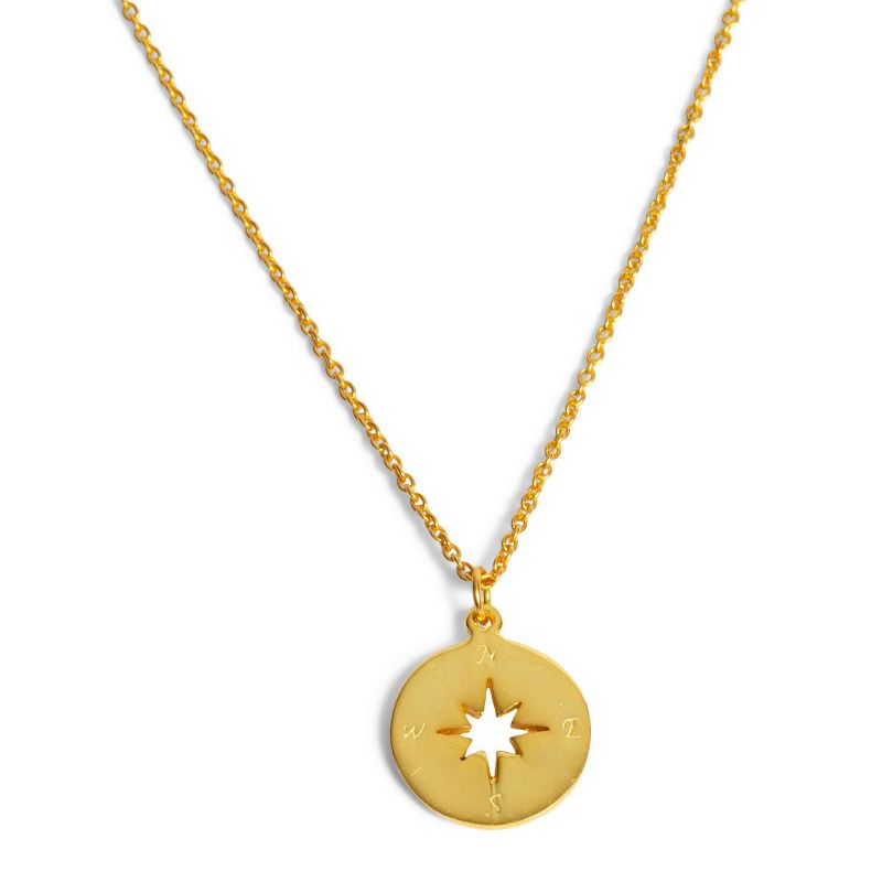 Gold Plated Compass Pendant Necklace | ETHICGOODS, 1 of 4