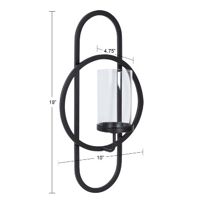 Jonas Black Metal Wall Sconce with Glass Cylinder