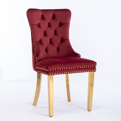 NicBex Dining Chairs Set of 2 Bar stool Upholstered Chair Contemporary Velvet Barstools with Button Tufted Decoration and Wooden Legs