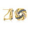 Ross-Simons 0.40 ct. t.w. Sapphire and .10 ct. t.w. Diamond Love Knot Earrings in 18kt Gold Over Sterling - 3 of 4