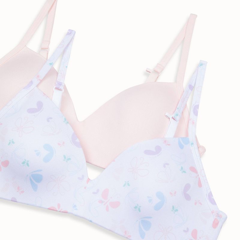 Hanes 2pk Wire Free Butterfly Printed Bra Pink/Purple, 3 of 3