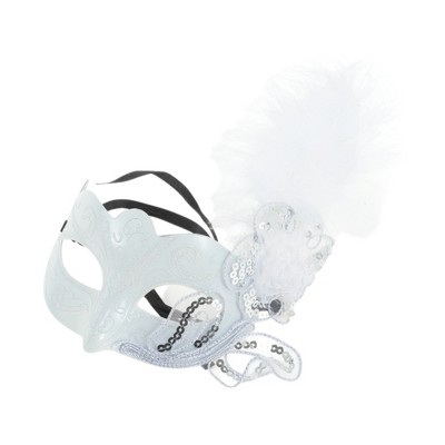 Unique Bargains Dancing Queen Feather Half Face Party Mask 1 Pc