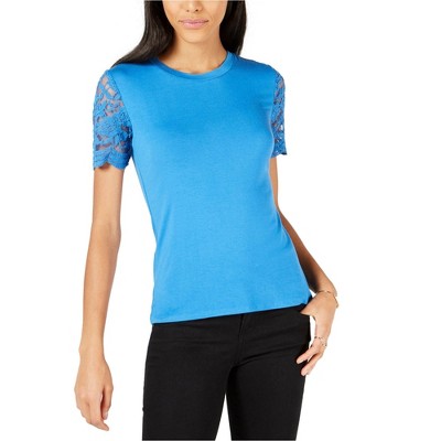 maison Jules Womens Lace Sleeve Pullover Blouse