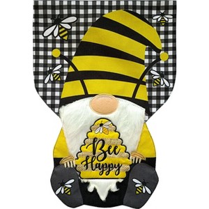 Briarwood Lane Bee Happy Gnome Summer Sculpted Burlap House Flag - 1 of 4