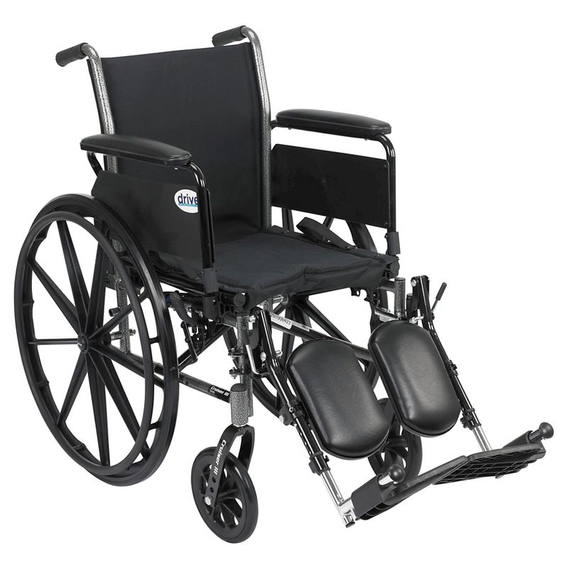 Drive Medical Cruiser III Light Weight Wheelchair with Flip Back Removable Arms, Full Arms, Elevating Leg Rests, 18" Seat, 1 of 4