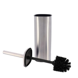Evideco French Home Goods Square Metal Toilet Brush and Holder Sturdy Handle, Splash Guard, Removable Inner Protection - 1 of 4
