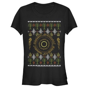 Juniors Womens Lord of the Rings Fellowship of the Ring Christmas Sweater Ring T-Shirt - 1 of 4