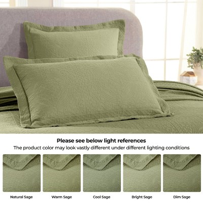 Blue Nile Mills 100% Cotton Bedspread Set Jacquard Medallion Coverlet, Lightweight All-Season Textured Bedding, Queen, Sage — фото 6
