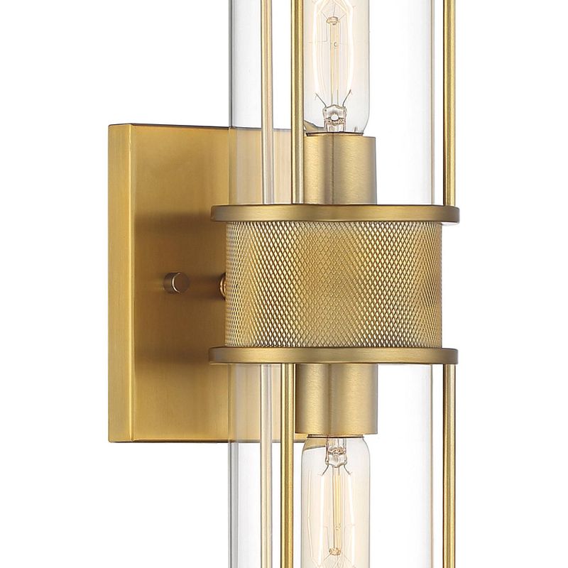 Possini Euro Design Miranda Modern Wall Light Sconce Warm Brass Hardwire 4 1/2" 2-Light Fixture Clear Glass Shade for Bedroom Bathroom Vanity Reading, 3 of 9