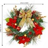 Acekool 24-Inch Pre-Lit Wreath with 20 LED Lights, Red & Gold Ornaments, Battery-Operated, Timer, Pine Cones & Berries, Door & Wall Décor - 2 of 4