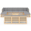 vidaXL Patio Furniture Set 11 Piece Outdoor Sectional Sofa Solid Wood Pine - Natural With Cushion - 3 of 4