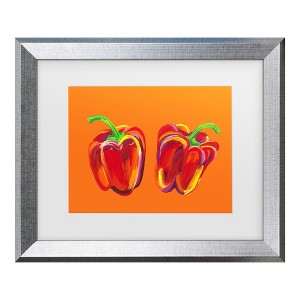 Trademark Fine Art - Alice Straker  Peppers On Orange Matted Framed Art - 1 of 4