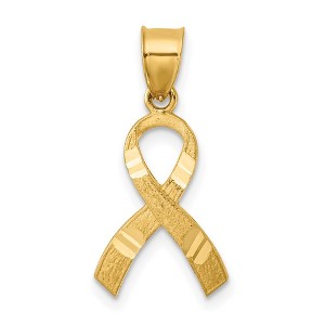 Black Bow Jewelry 14k Yellow, White or Rose Gold Awareness Ribbon Pendant, 12mm - 1 of 4