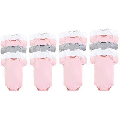 Luvable Friends Baby Girls Cotton Bodysuits 20pk, Pink Gray, 0-12 Months