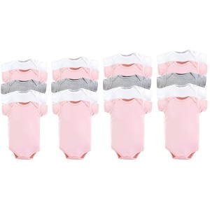 Luvable Friends Baby Girls Cotton Bodysuits 20pk, Pink Gray, 0-12 Months - 1 of 1