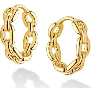 Dremmy Studios CZ Huggie Hoop Earrings | 14K Gold Plated, Chunky & Minimalist Gift - 1 of 4