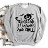 Simply Sage Market Women's Graphic Sweatshirt Horror Movies and Chill - 3 of 4
