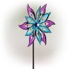 64" Jeweled Colorful Metal Dual Floral Wind Spinner Garden Stake Aqua/Purple - Alpine Corporation - 4 of 4