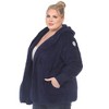 White Mark  PS Plush Hooded Cardigan with Pockets - 2 of 4