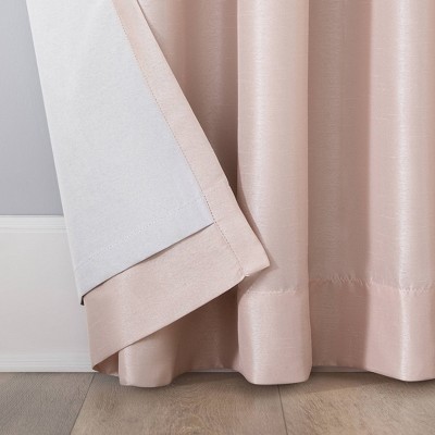 Blush Pink Faux Dupioni Silk Blackout Curtain Panel