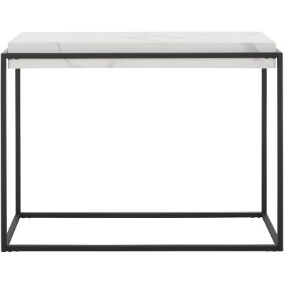 Edgefield White Faux Marble and Black Metal Console Table