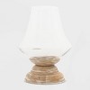 Storied Home 16" x 13" Glass Hurricane Candle Holder with Mango Wood Base Natural/Clear - Pillar Candle Compatibility, Tabletop Display - 2 of 4