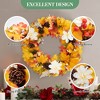 Fall Front Door Wreath, 24" Artificial With Pinecone, Maple Leaf, White Flowers - 2 of 4