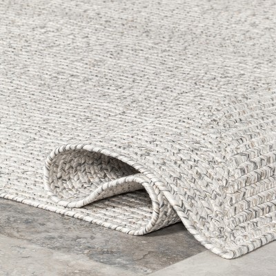 Ivory Braided Synthetic Indoor/Outdoor Runner Rug 31" x 10'