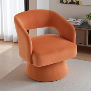 Velvet Swivel Barrel Chair, 360-degree Rotation Accent Armchair - 1 of 4