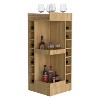 Vynxaria Natural Oak Corner Bar Cabinet, Wine Rack, Open Shelf Design - 2 of 4