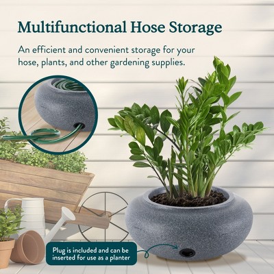 Granite Round Outdoor Garden Hose Storage Pot