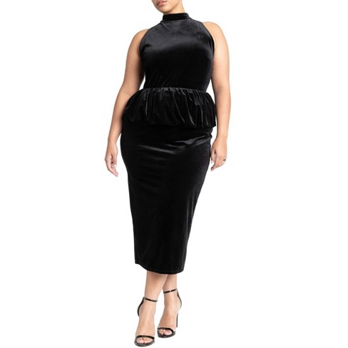  Plus Size Black Peplum Dress