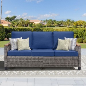 Outdoor Wicker Patio Seating Set All Weather PE Rattan Conversation Set with Cushion - 1 of 4