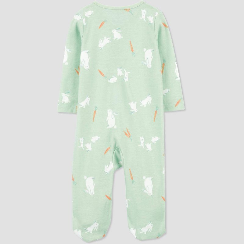 Carter's Just One You® Baby Bunny Footed Pajama - Green/White, 3 of 6