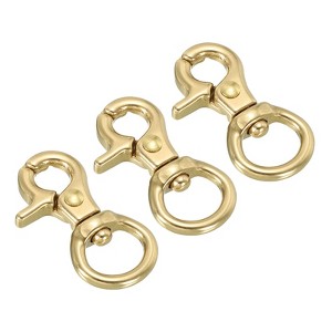 Unique Bargains Pure Brass Round Lobster Clasp Keychains for DIY Leather Craft 3 Pcs - 1 of 4