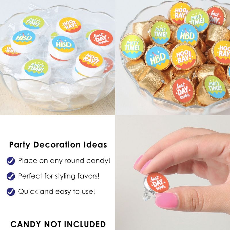Big Dot of Happiness Party Time - Happy Birthday Party Small Round Candy Stickers - Party Favor Labels - 324 Count, 5 of 7