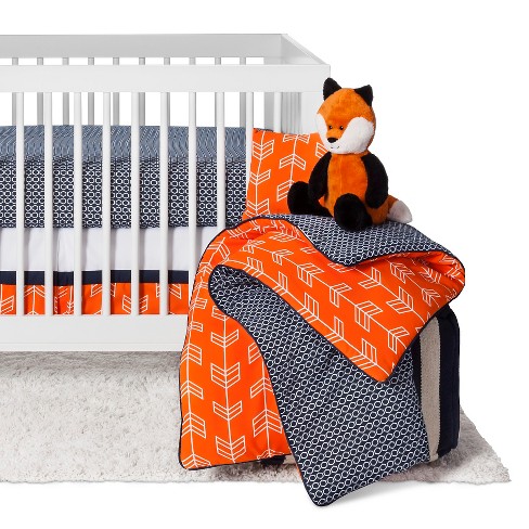Sweet Jojo Designs Orange Navy Arrow 11pc Crib Bedding Set