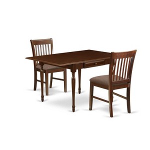 HomeStock 3-Pc Mahogany Finish Solid Wood Top With Dropleaf Dining Table Set - 1 of 4