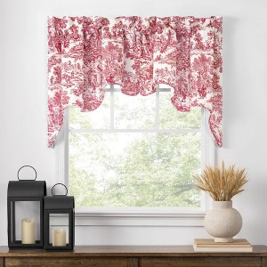 Victoria Park Toile 2-Piece Classic Print Window Valance 70" x 28" Red by Ellis Curtain - 1 of 3